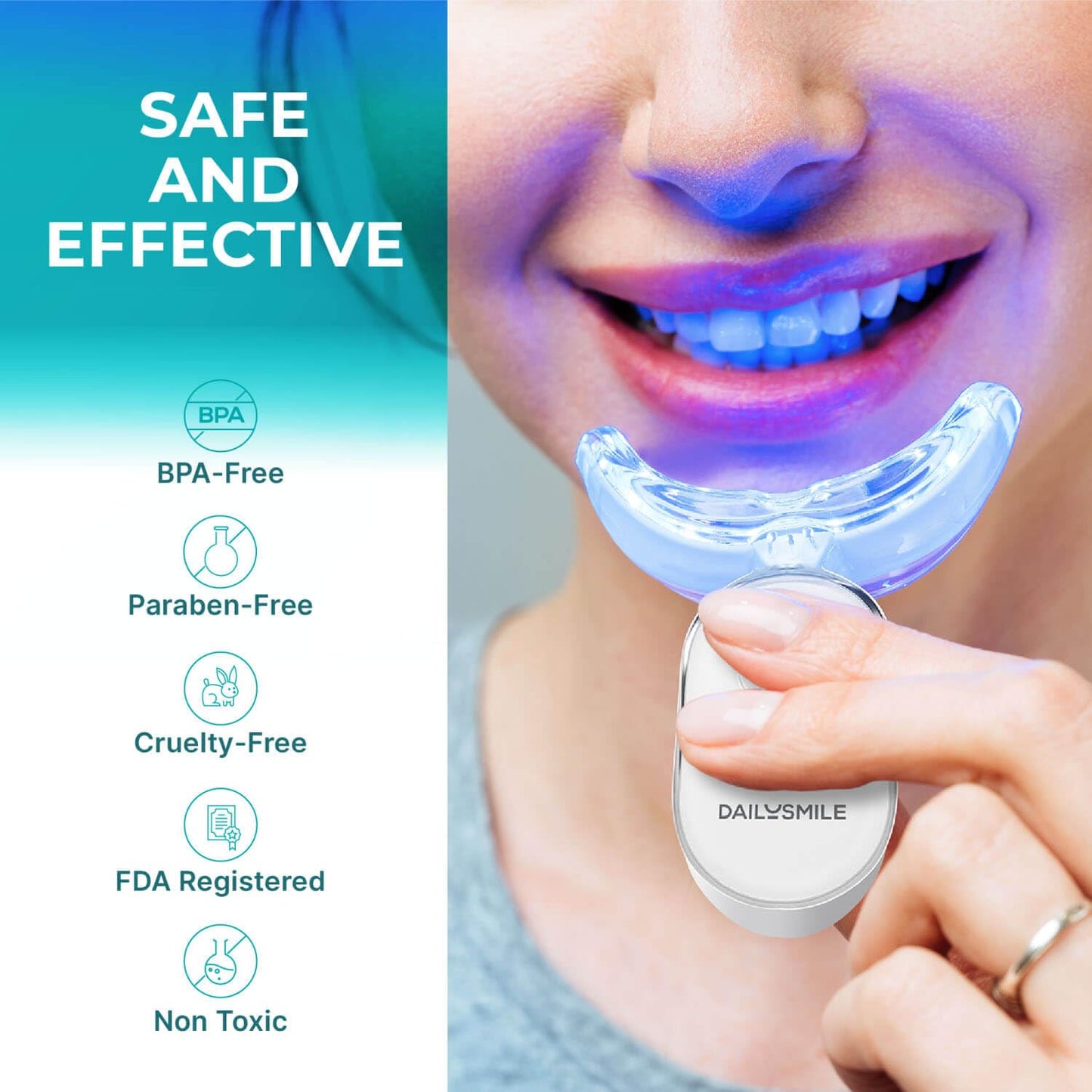 Dailysmile Teeth Whitening Kit with LED | Safe for Sensitive Teeth | Hands-Free, Waterproof LED Light