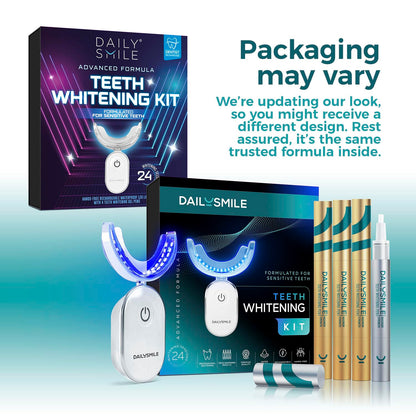 Dailysmile Teeth Whitening Kit with LED | Safe for Sensitive Teeth | Hands-Free, Waterproof LED Light