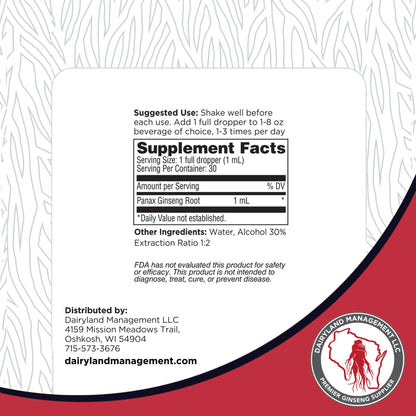 Dairyland Red Ginseng Extract 2 FL oz – Immune Support, Korean Red Panax Ginseng – Non-GMO & Gluten Free