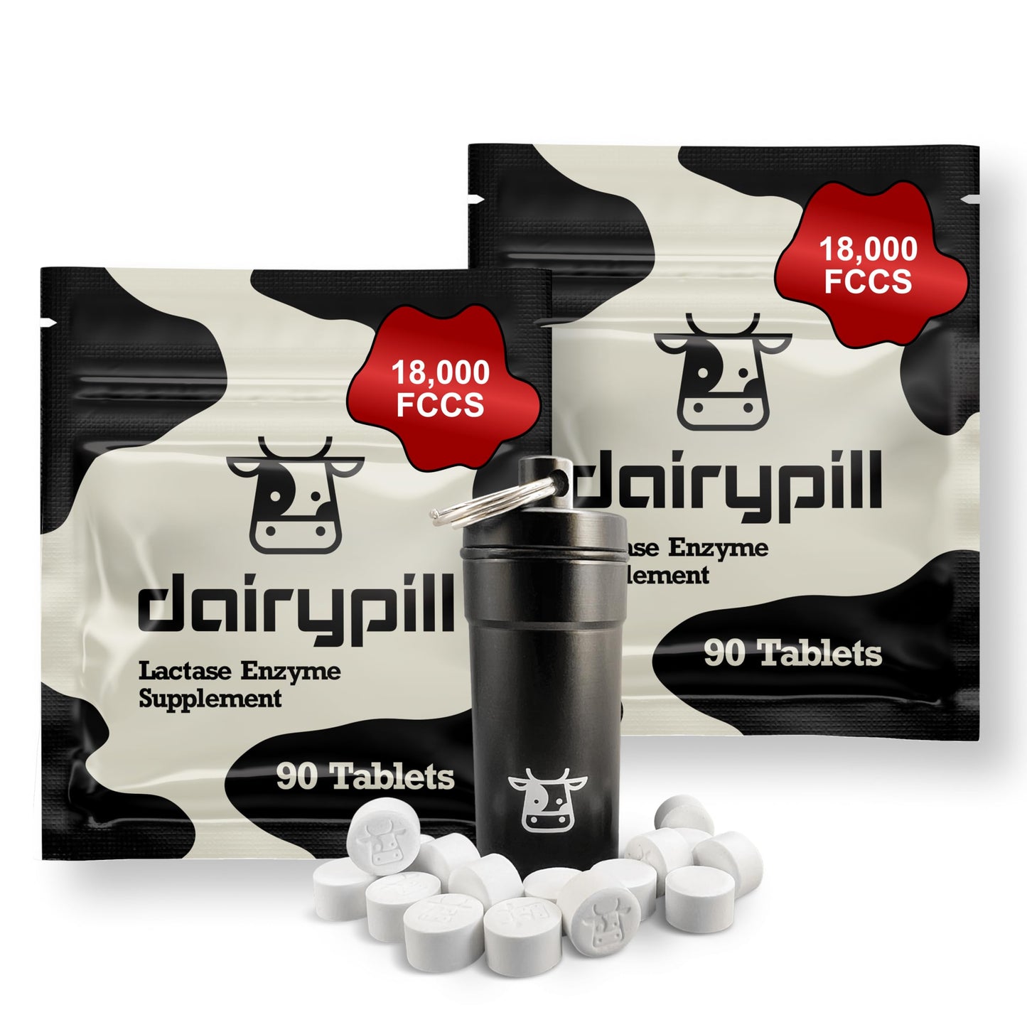 DairyPill Lactase Enzyme Pills – 18,000 FCCs, Portable, Gluten Free, USA Made | 180 Count