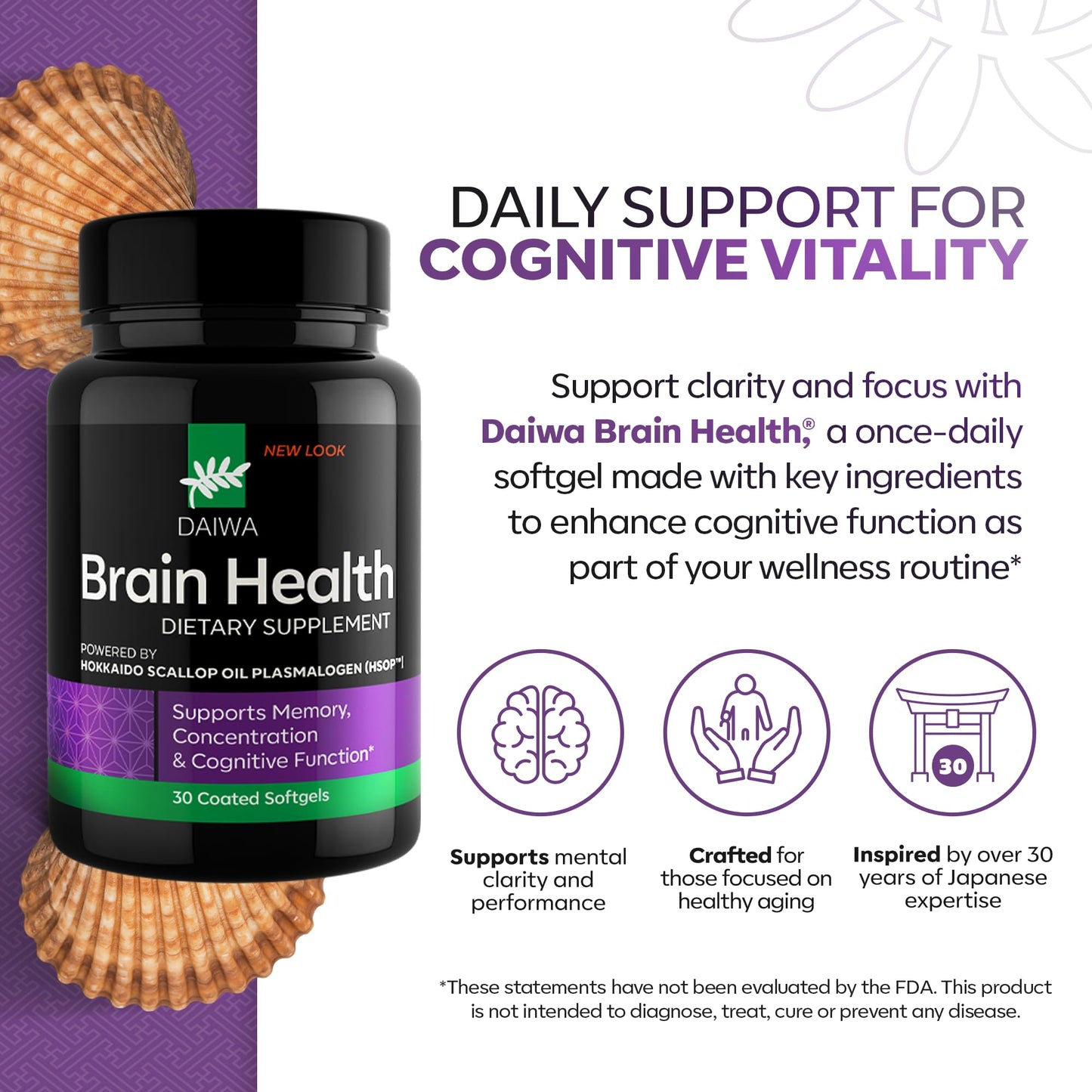Daiwa Brain Omega-3 HSOP – Phospholipid Omega for Focus & Memory – 30 Softgels