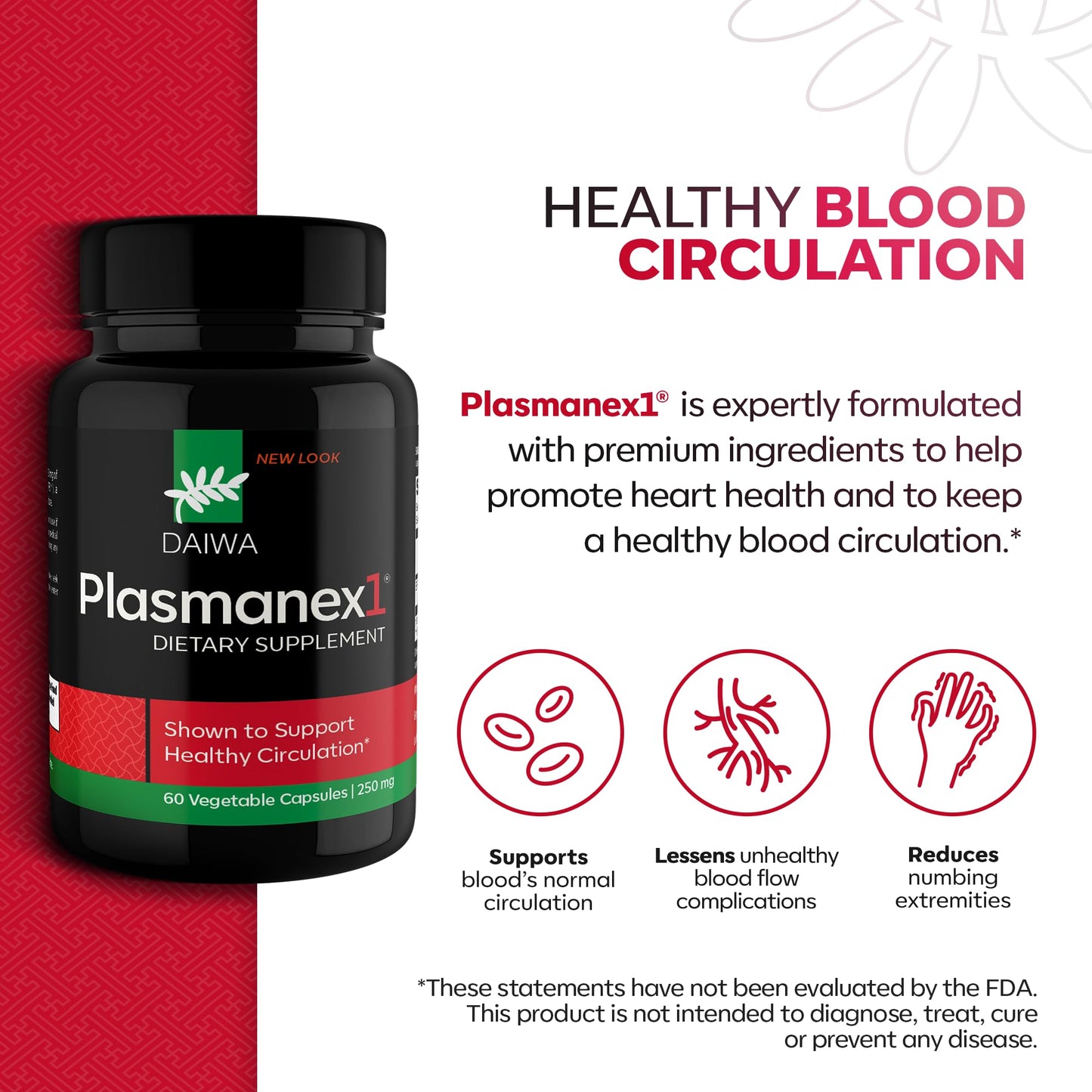 Daiwa Plasmanex 1 – Blood Circulation Supplement | 60 Vegan Capsules