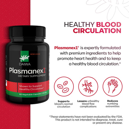 Daiwa Plasmanex 1 – Blood Circulation Supplement | 60 Vegan Capsules