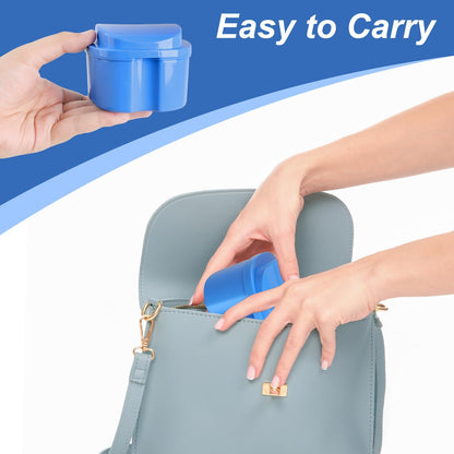 DAJISI 2-Pack Denture Case with Strainer Basket – Soaking Cups for Full & Partial Dentures (Blue & White)