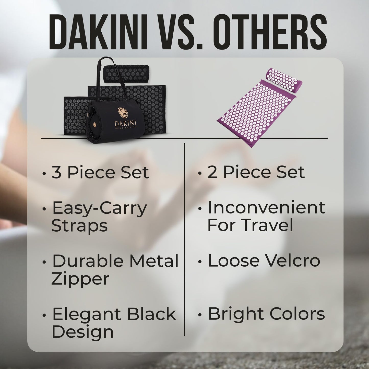 Dakini Acupressure Mat & Pillow Set with Mini Pad | Full-Body Pain Relief