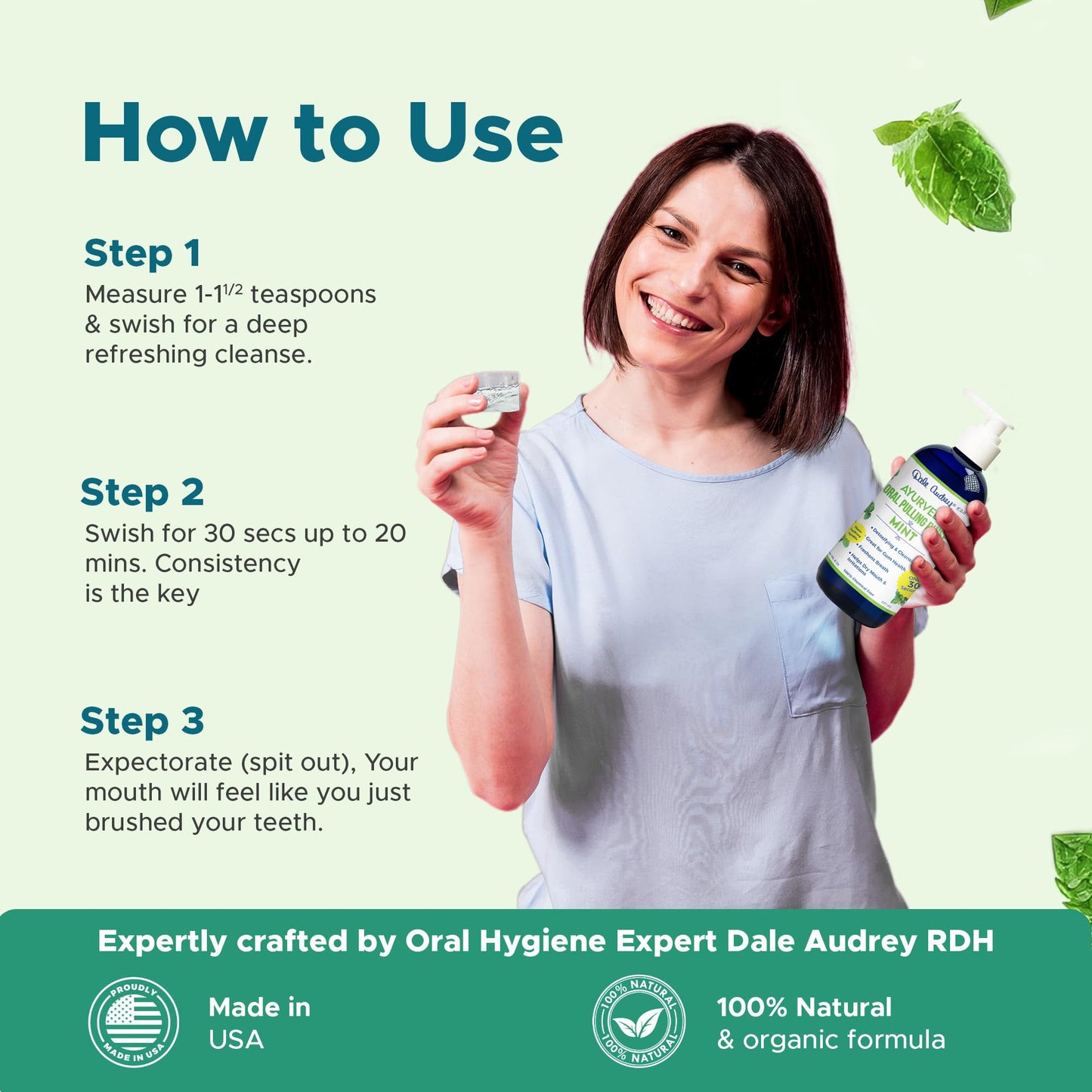 Dale Audrey Ayurvedic Nano Hydroxyapatite Oil Pulling Mouthwash – Mint Cinnamon 8 oz