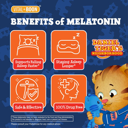 Daniel Tiger Kids Melatonin Gummies - Sleep Support for Ages 3+