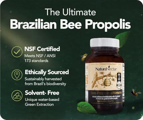 NaturaNectar Ultimate Bee Propolis Capsules - NSF Certified, Gluten-Free (60pcs)