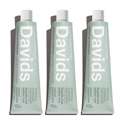 Davids Fluoride Free Toothpaste 3 Pack - SLS Free, Enamel Health, EWG Verified