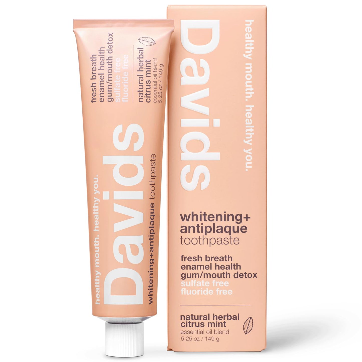 Davids Fluoride Free Toothpaste – Enamel Health, Whitening, SLS-Free, EWG Verified, 5.25oz