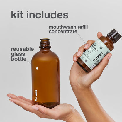 Davids Hydroxi Fresh Breath Mouthwash Starter Kit – Alcohol-Free, Fluoride-Free