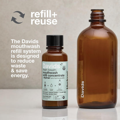 Davids Hydroxi Fresh Breath Mouthwash Starter Kit – Alcohol-Free, Fluoride-Free