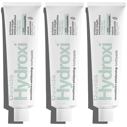 Davids Hydroxi Nano Hydroxyapatite Toothpaste - Fluoride Free, Whitening, Sensitive Relief, SLS Free, Made in USA (3 Pack)