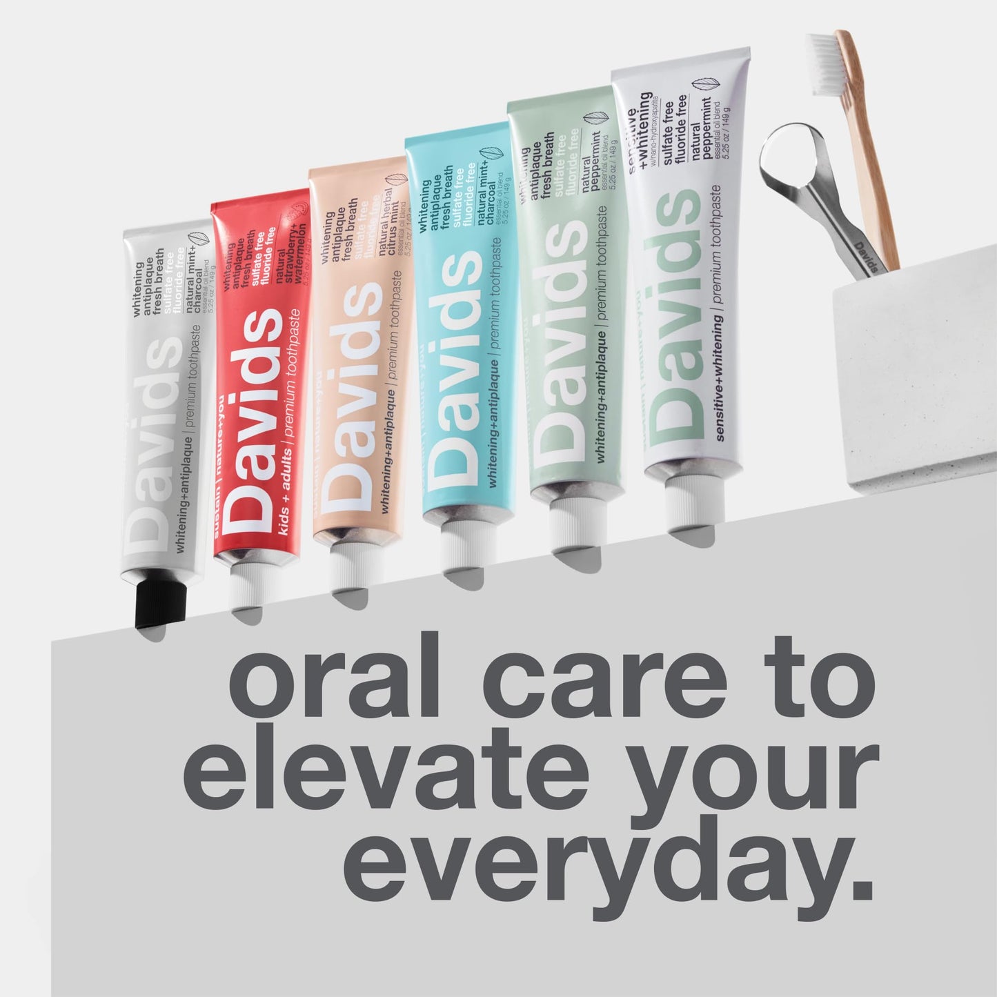 Davids Whitening Charcoal Travel Toothpaste – Fluoride Free, Peppermint, TSA 3-Pack