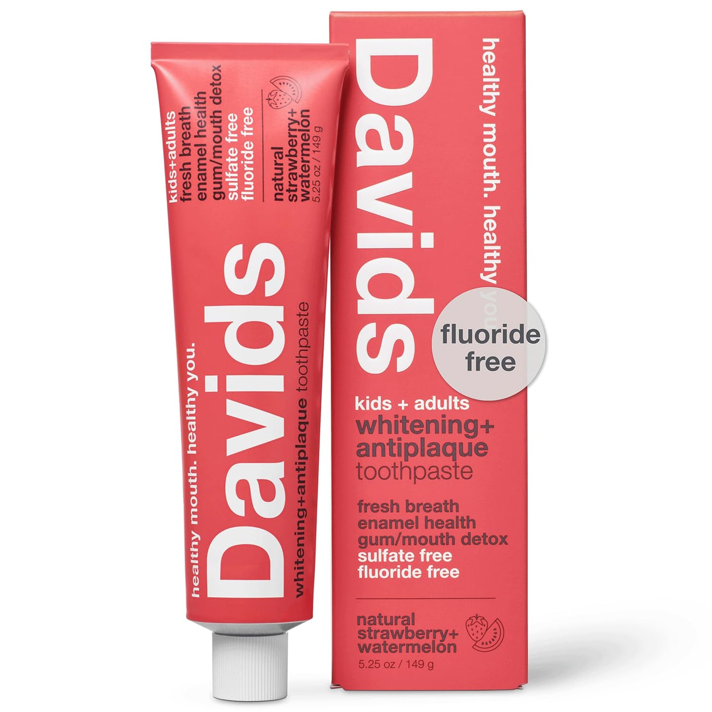 Davids Fluoride Free Toothpaste – Strawberry Watermelon, 5.25oz | SLS Free