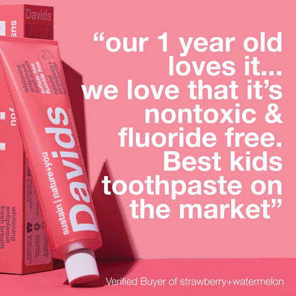 Davids Fluoride Free Toothpaste – Strawberry Watermelon, 5.25oz | SLS Free