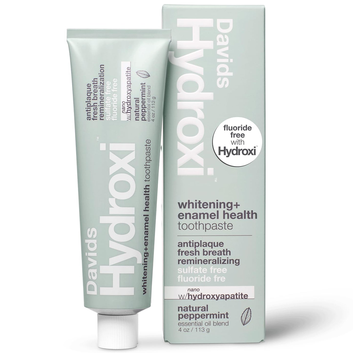 Davids Hydroxi Nano Hydroxyapatite Toothpaste – Fluoride Free, SLS Free, Whitening & Remineralizing, 4 oz, Made in USA