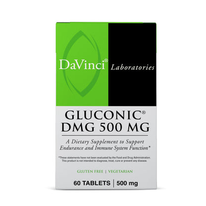 DaVinci Gluconic DMG 500 mg – Endurance & Immune Support, Vegetarian & Gluten-Free, 60 Chewable Tablets