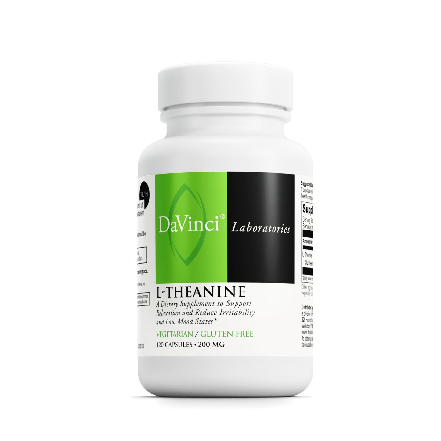 DAVINCI Labs L-Theanine - 120 Veg Capsules | Calm, Focus & Brain Support
