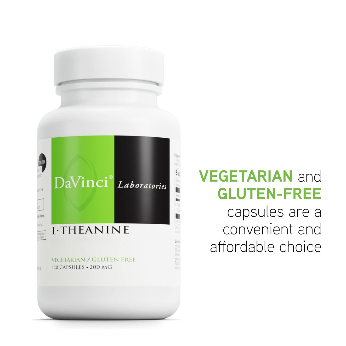 DAVINCI Labs L-Theanine - 120 Veg Capsules | Calm, Focus & Brain Support