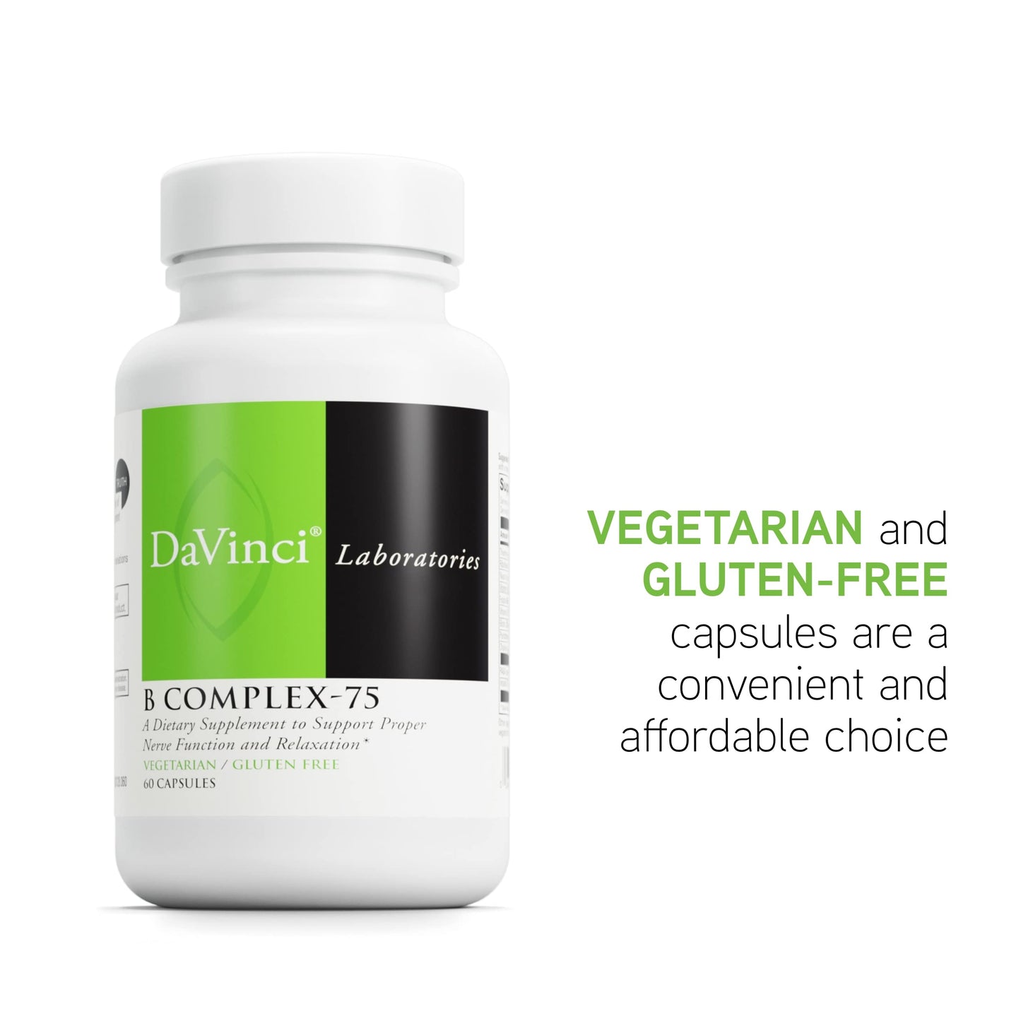 DAVINCI Labs B Complex-75 – Supports Relaxation and Proper Nerve Function (60 Capsules)