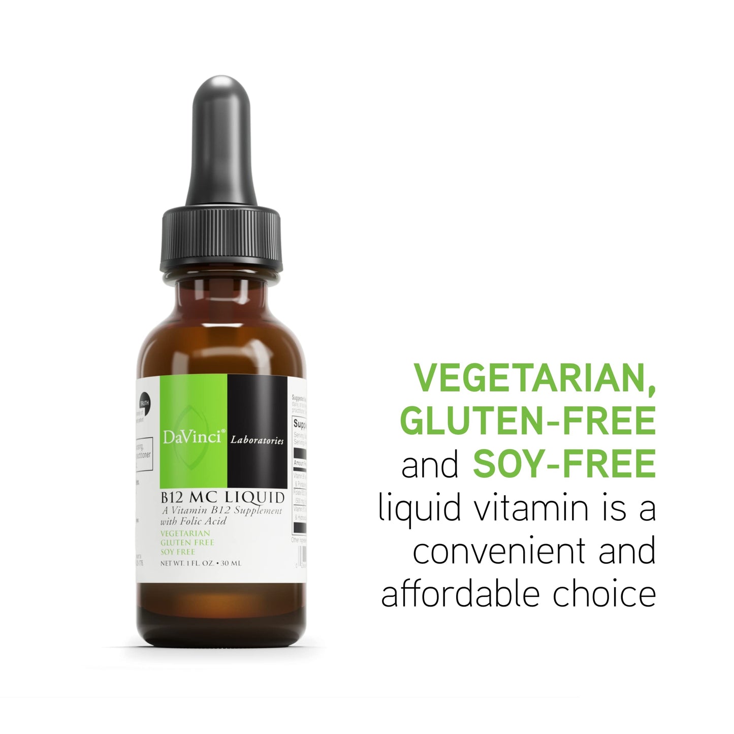 DaVinci Labs B-12 MC Liquid | Vitamin B6, B12 & Folate for Energy and Heart Health (30 ml)