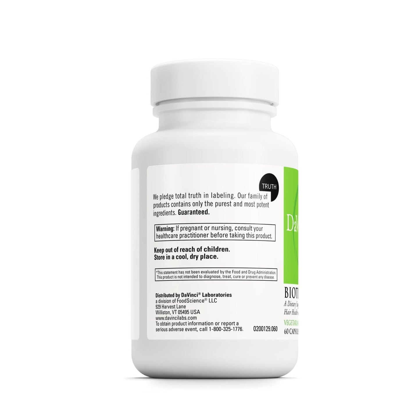 Biotin by DAVINCI Labs - Skin & Hair Support, Intestinal Flora | 60 Capsules
