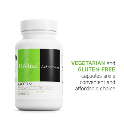 Biotin by DAVINCI Labs - Skin & Hair Support, Intestinal Flora | 60 Capsules