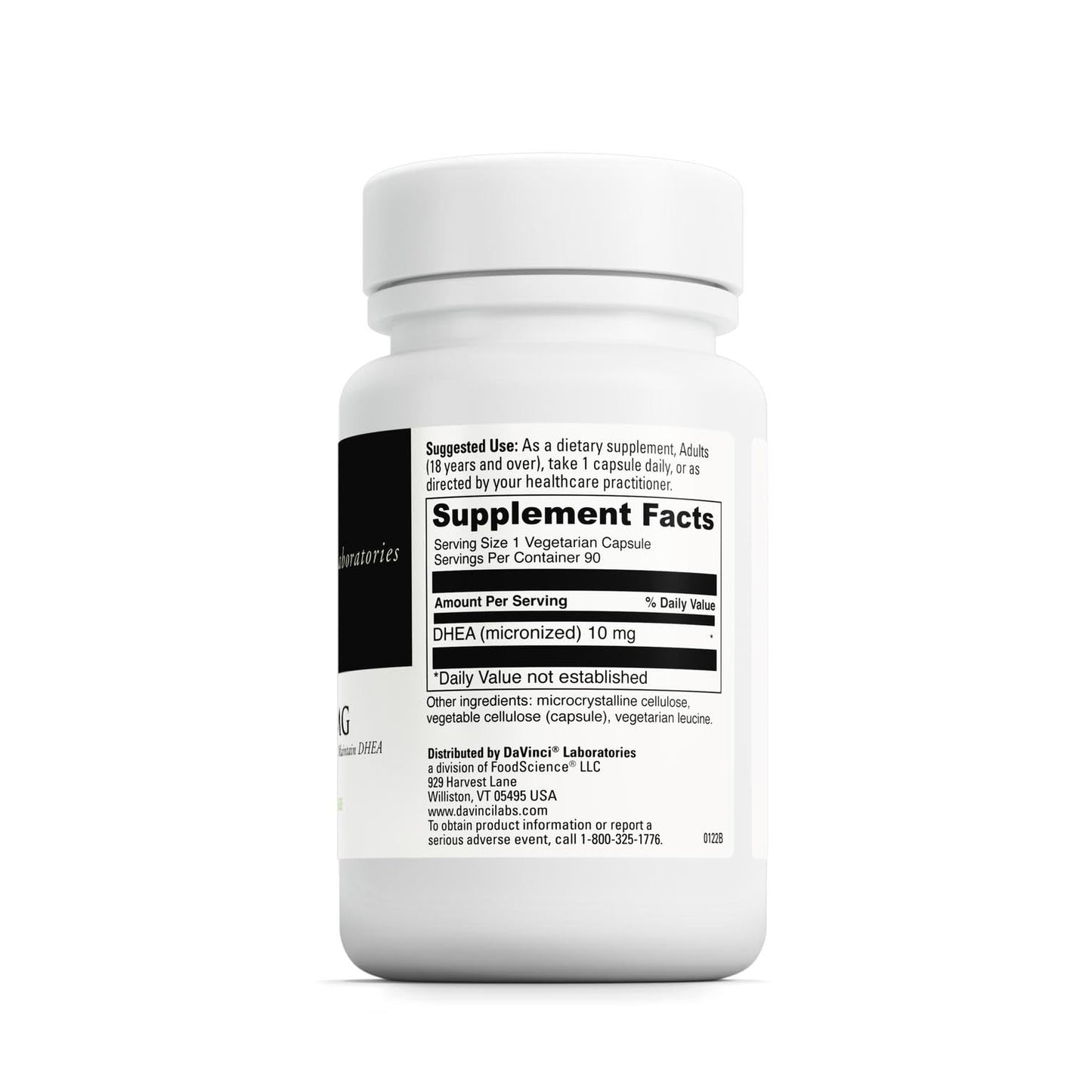 DaVinci Labs Micronized DHEA 10mg – Hormone Balance, Brain & Thyroid Support (Vegetarian, 90 Capsules)