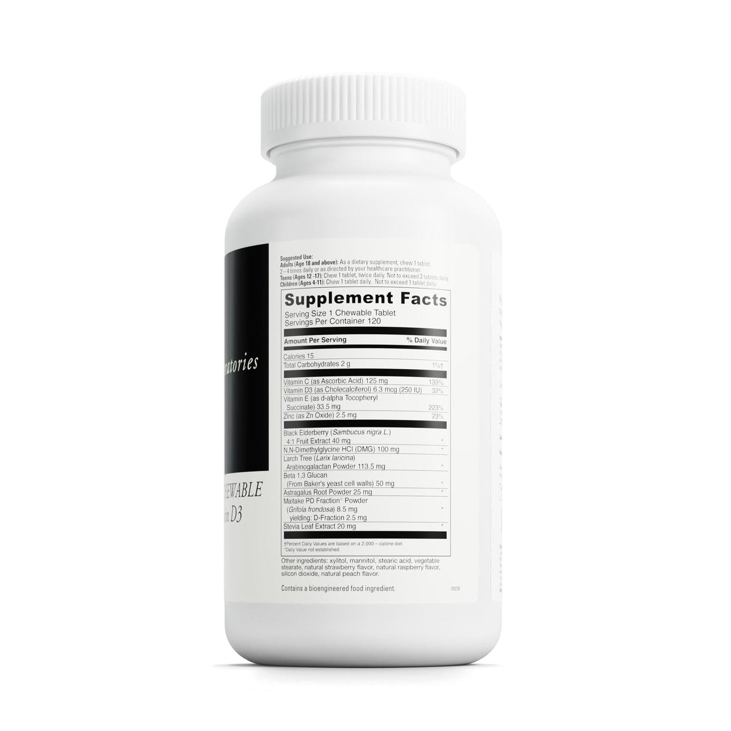 DAVINCI Labs Immuni-DMG Chewable with Elderberry & Vitamin D3 | Immune Support Supplement - 120 Chewable Tablets