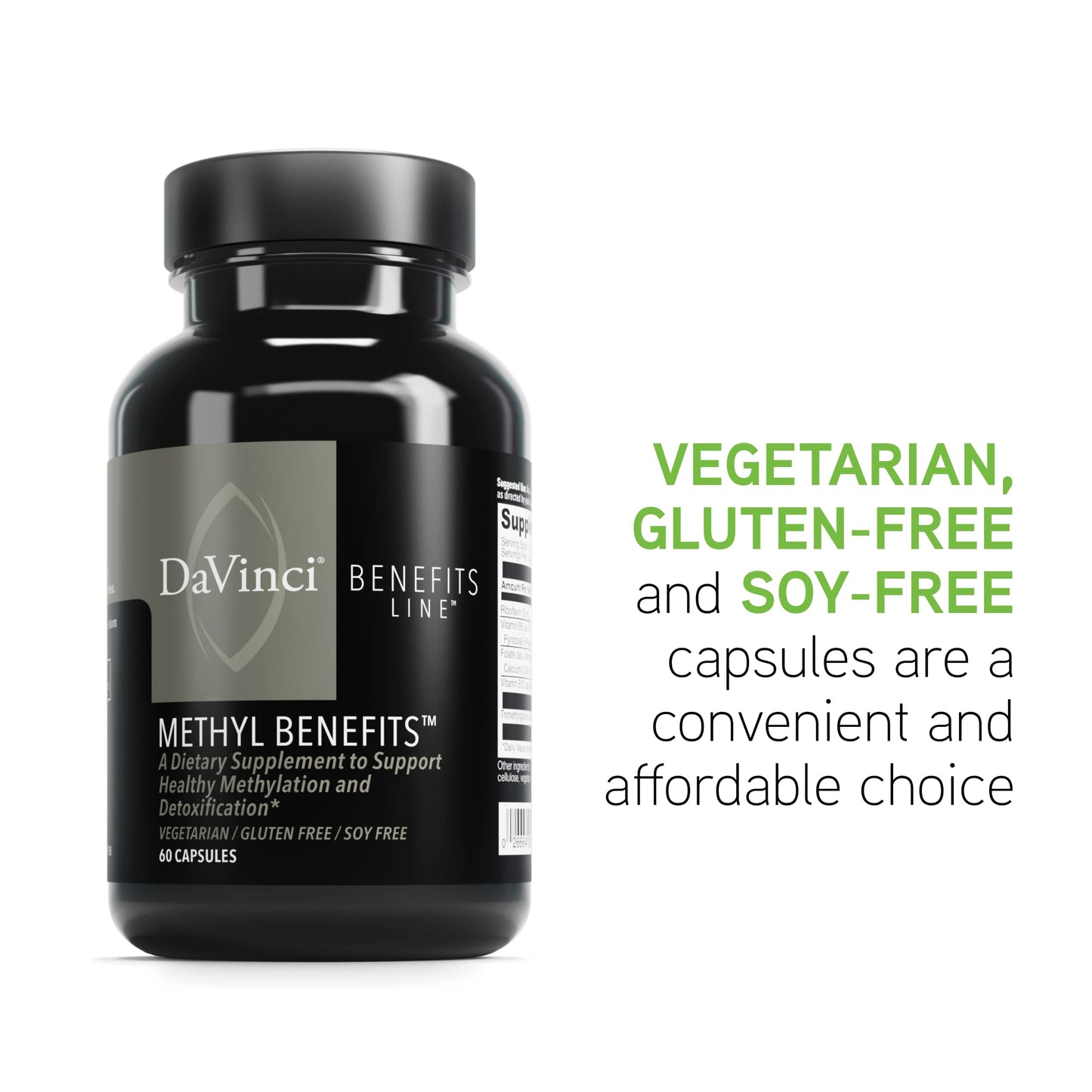 DaVinci Labs Methyl Benefits – Methylation Support, Detox & Energy – Gluten Free, 60 Vegetarian Capsules