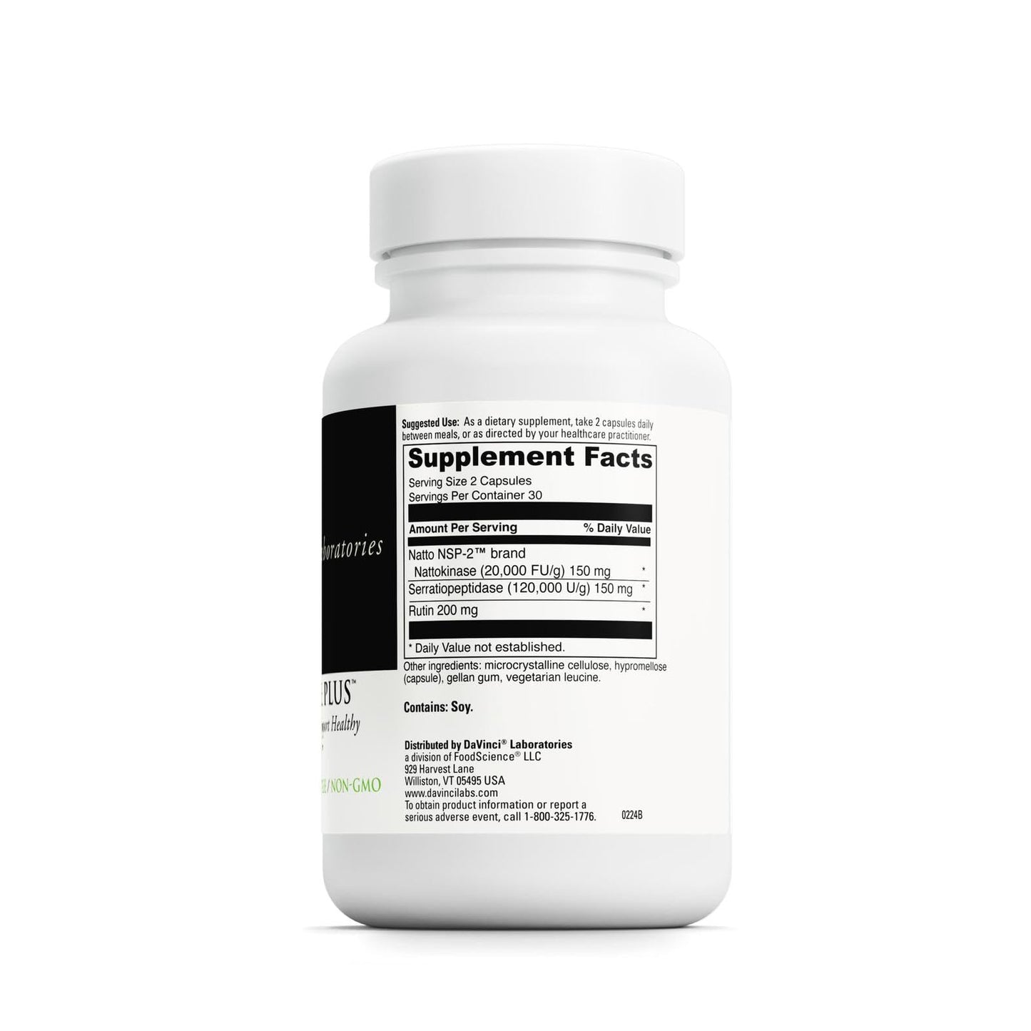 DAVINCI Labs Nattokinase Plus — High-Potency Nattokinase + Antioxidant Support for Circulation | Gluten Free, 60 Veg Capsules