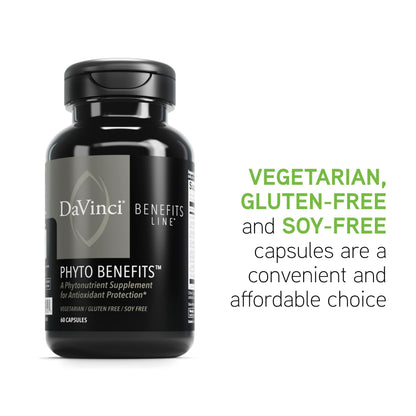DAVINCI Labs Phyto Benefits – Heart, Brain & Immune Health | Curcumin, Quercetin, Green Tea | Vegetarian, Gluten-Free, Soy-Free | 60 Caps