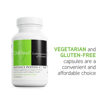 DAVINCI Labs Poten-C 500 – Immune Support & Collagen Health Vitamin C Supplement | Vegetarian & Gluten-Free | 90 Tablets