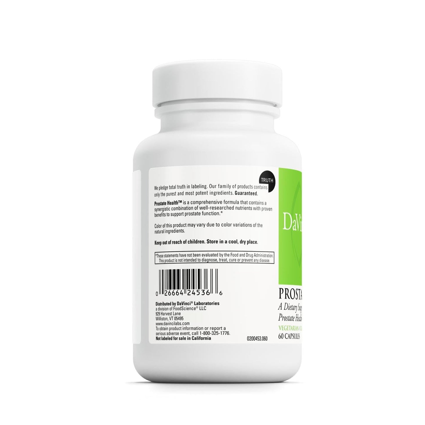 DAVINCI Labs Prostate Health - Supports Prostate & Urinary Health with Saw Palmetto, Zinc, Green Tea Extract - 60 Vegetarian Capsules
