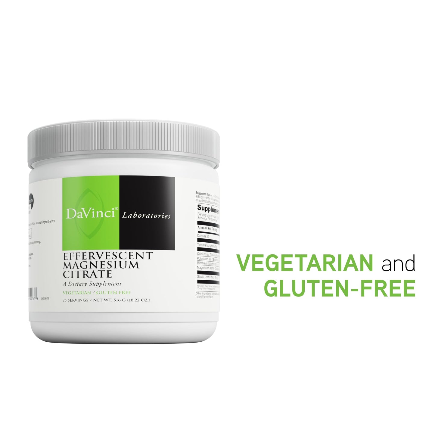 DaVinci Labs Effervescent Magnesium Citrate - 75 Servings (18.22 oz) - Lemon-Lime
