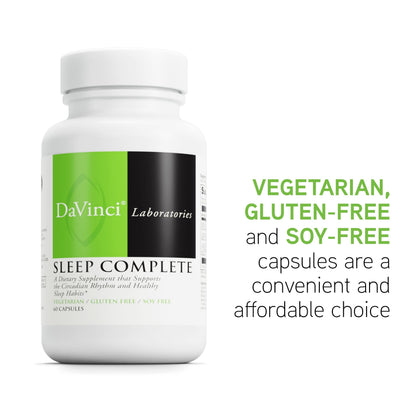DAVINCI Labs Sleep Complete – Melatonin, Ashwagandha & L-Theanine | Gluten-Free, 60 Vegetarian Capsules