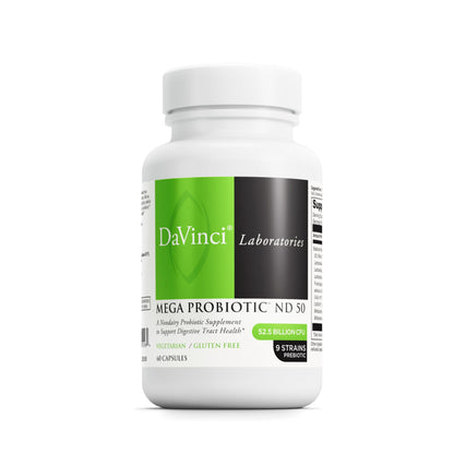 DAVINCI Labs Mega Probiotic ND 50 - Non-Dairy Probiotic with Prebiotic Fiber, 60 Vegetarian Capsules