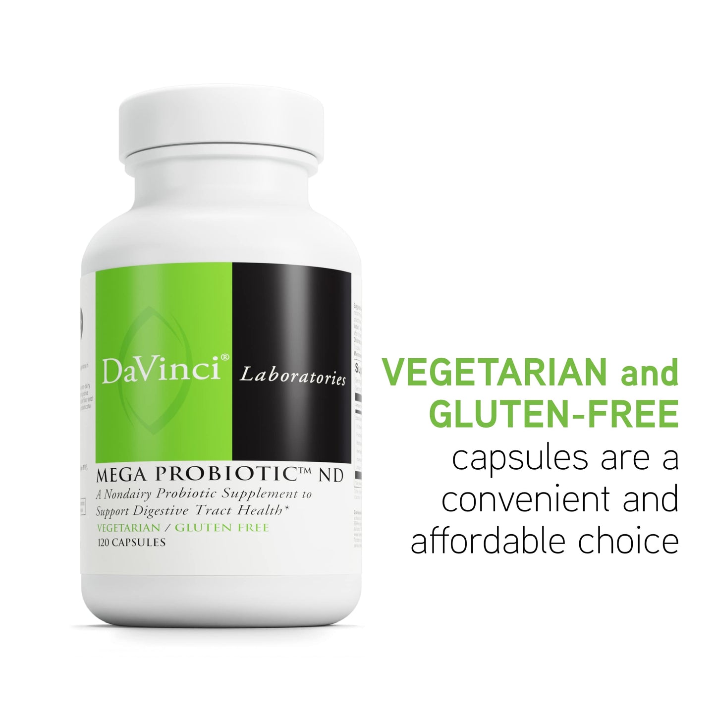 DAVINCI Labs Mega Probiotic ND – Non-Dairy Digestive & Brain Support (120 Veg Caps)