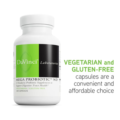 DAVINCI Labs Mega Probiotic ND – Non-Dairy Digestive & Brain Support (120 Veg Caps)