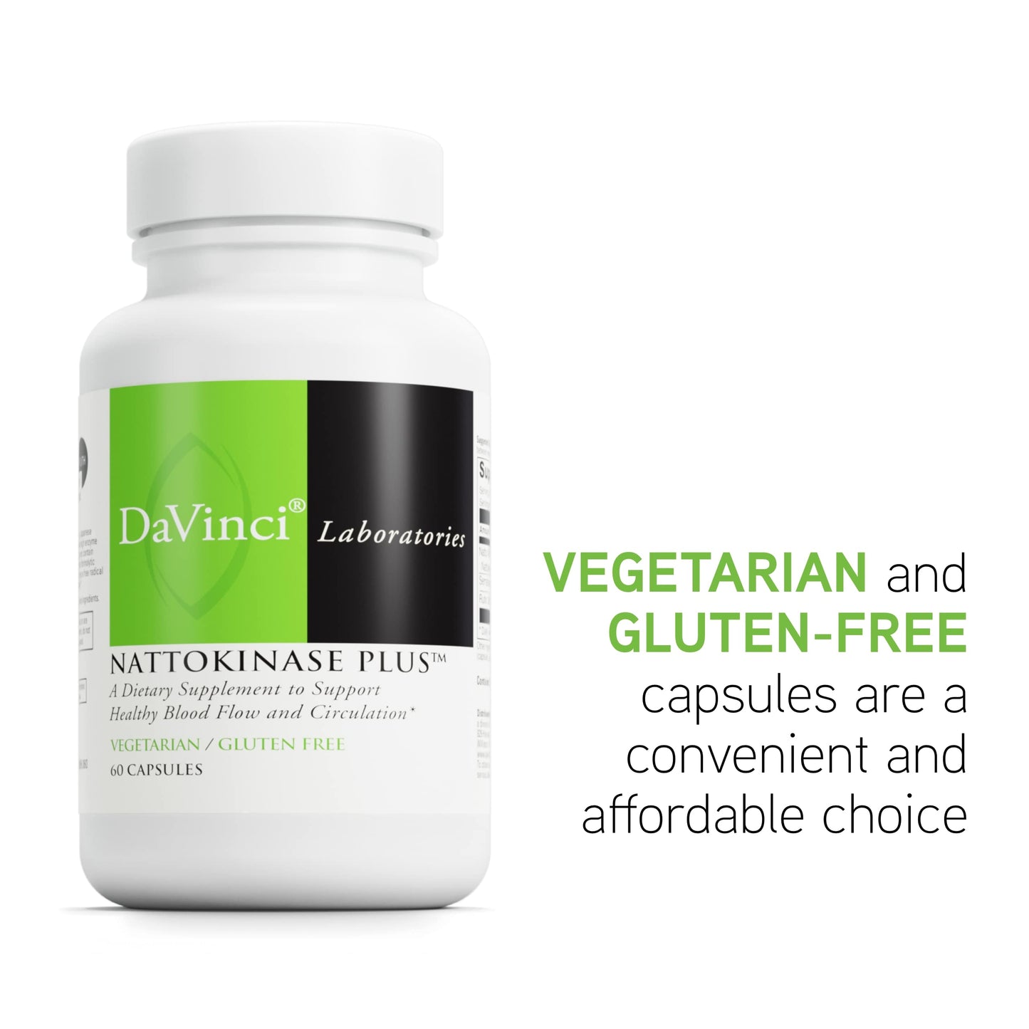 DAVINCI Labs Nattokinase Plus — High-Potency Nattokinase + Antioxidant Support for Circulation | Gluten Free, 60 Veg Capsules