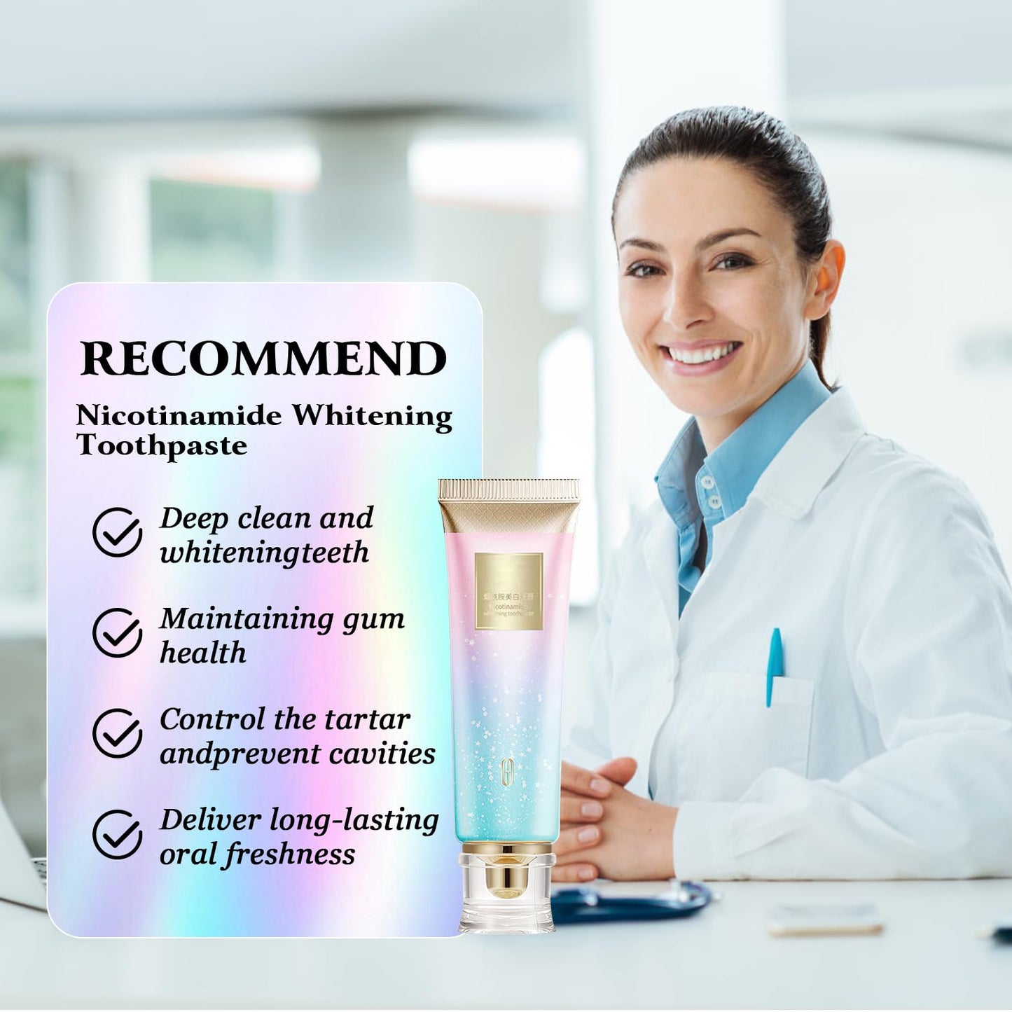 Dazzle White 2Pcs Niacinamide Whitening Toothpaste | Fresh Breath & Stain Removal