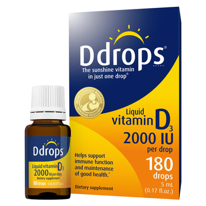 Ddrops Adults 2000IU 180 Drops – Liquid Vitamin D3 Supplement