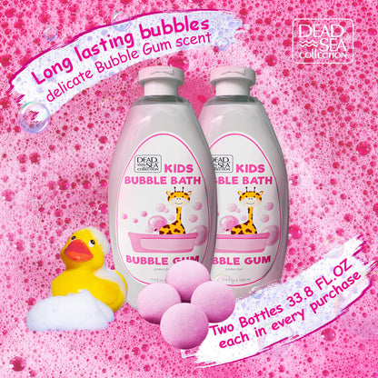 Dead Sea Collection Bubble Bath for Kids - Bubble Gum Scent, 2 x 33.8 fl oz
