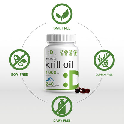 DEAL SUPPLEMENT Antarctic Krill Oil 2 Pack – 1,000mg/Serving, 480 Softgels