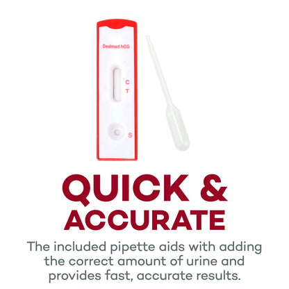 Dealmed HCG Urine Cassette Pregnancy Test – 25 Count (Pack of 5) with Disposable Pipettes | Early Detection