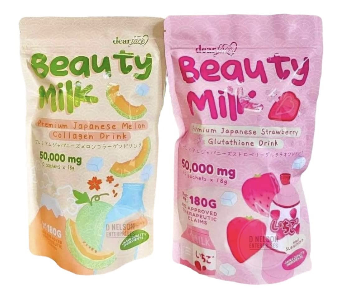 Dear Face Beauty Milk Japanese Collagen – Strawberry & Melon Drink (50,000mg)
