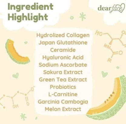 Dear Face Beauty Milk Japanese Collagen – Strawberry & Melon Drink (50,000mg)