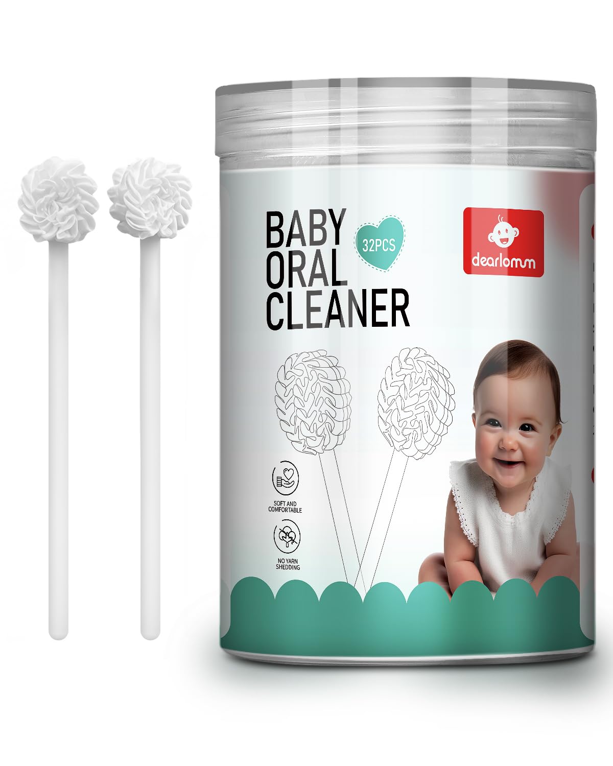 Dearlomum Upgraded 32PCS Baby Tongue Cleaner – Disposable Newborn Toothbrush & Oral Cleaning Stick (0–36 Months)