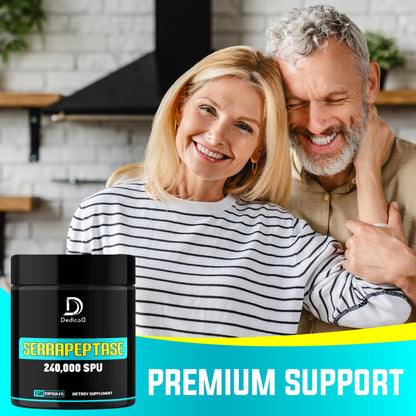 DEDICAD Serrapeptase 240,000 SPU - 150 Capsules (75 Servings) for Breathing, Heart Health & Immunity